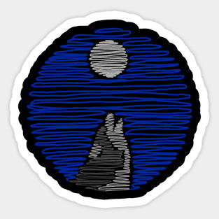 Wolf and Moonlight Sticker